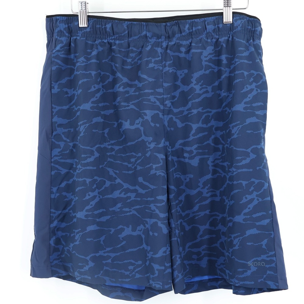 SKORA Quick Dry Athletic Shorts‎ Lined Men XL Blue Camo Gym Workout Athletic
